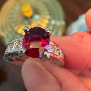 Spectacular DeKara Red GIA certified natural ruby and diamond ring